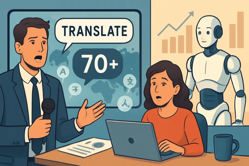 AI 기반의 실시간 음성 번역 기술이 70개 언어로 업무 자동화를 혁신합니다.