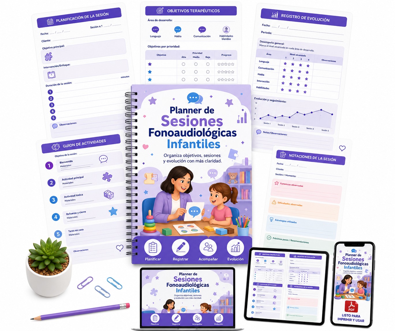 Planner de Sesiones Fonoaudiológicas Infantiles