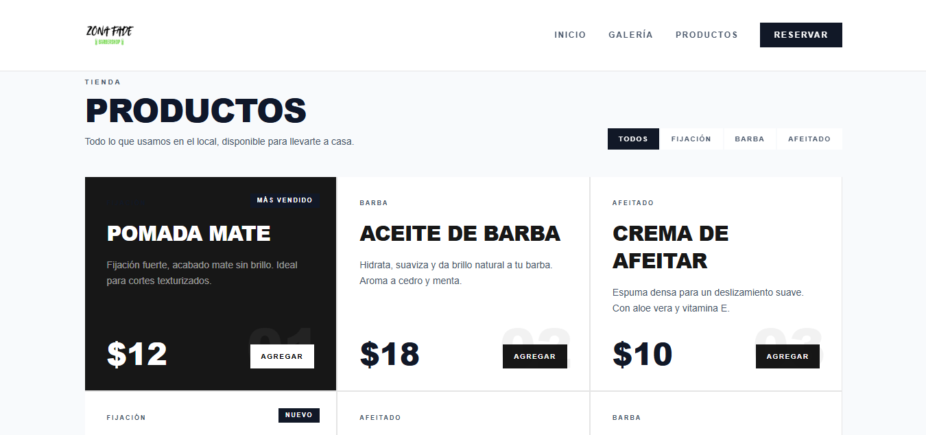 Barbería Zona Fade — Landing & Reservas
