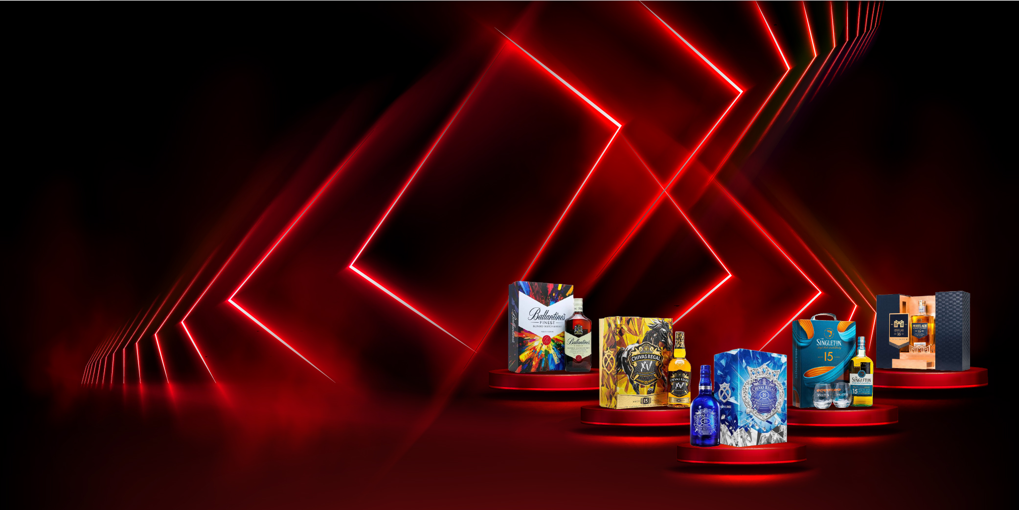 Elegant arrangement of spirits bottles