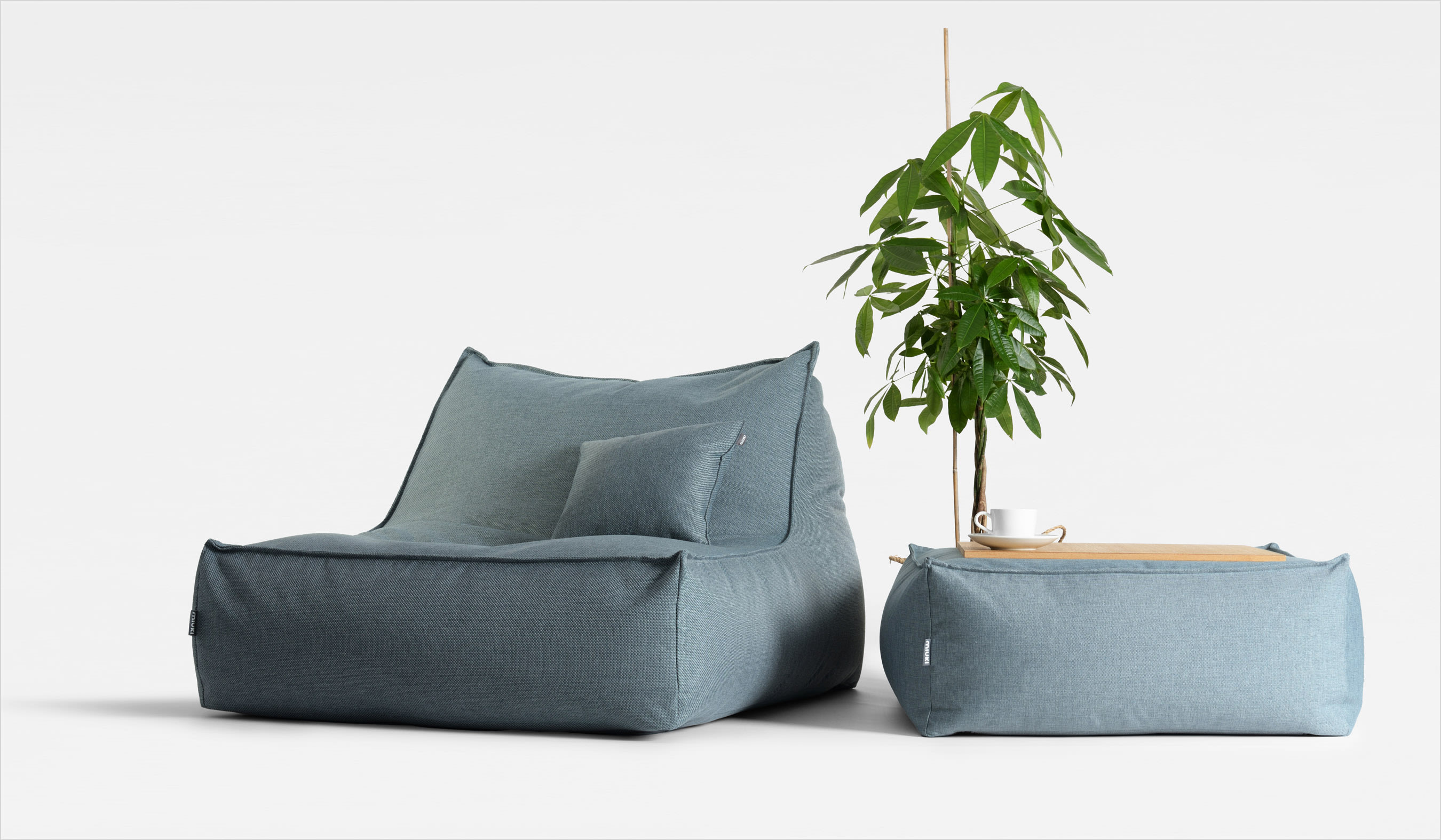 pufa z oparciem na taras i do ogrodu lazy w tkaninie dolcevita