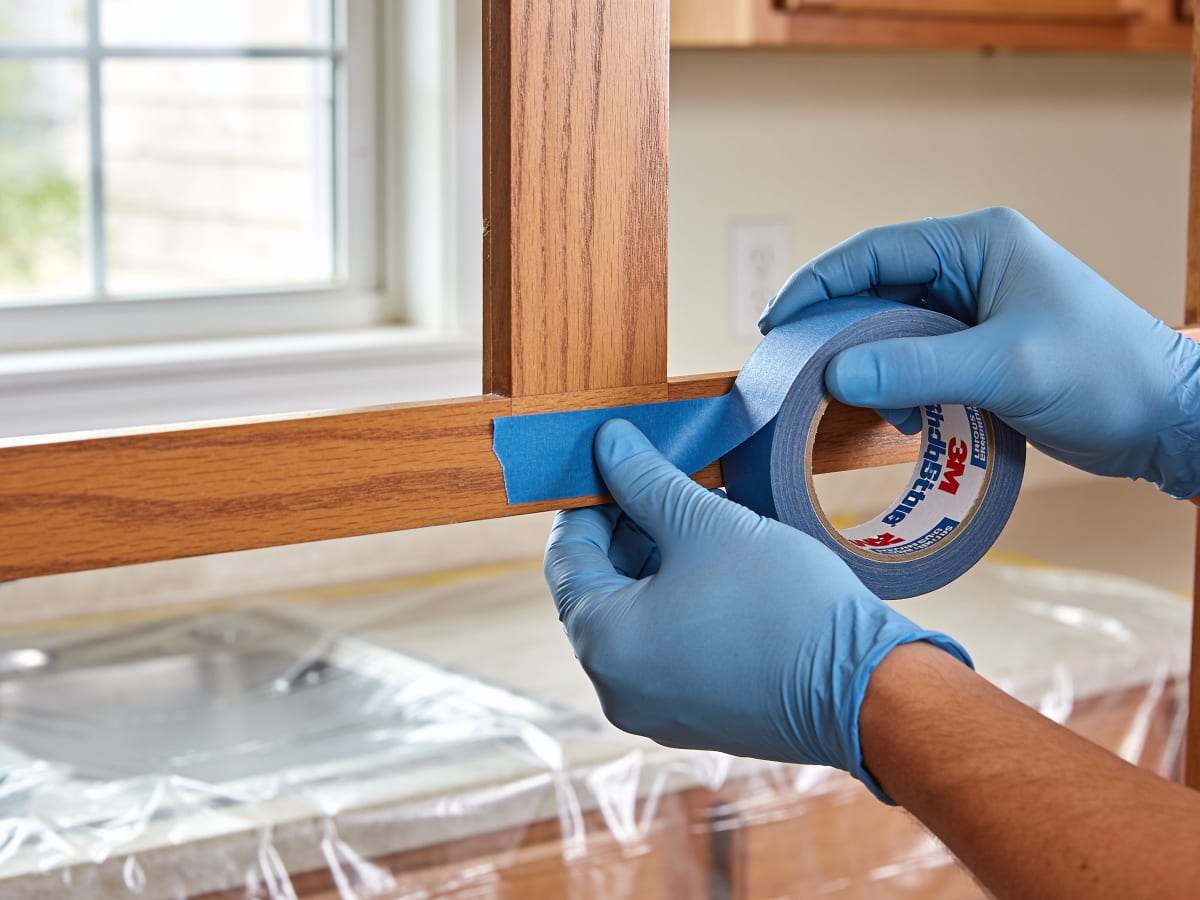 Sealed plastic dust containment inside a condo kitchen