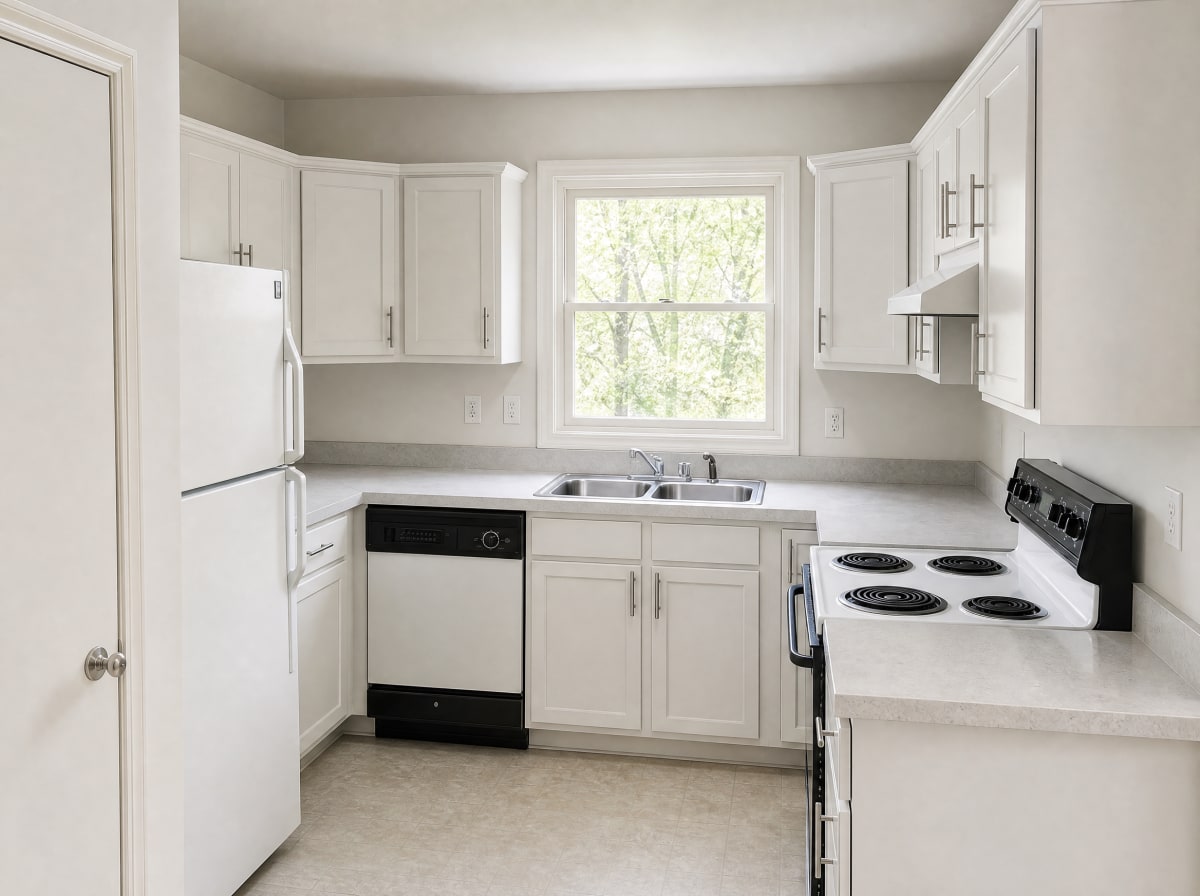 Cabinet refinishing — Medford — bone white reveal
