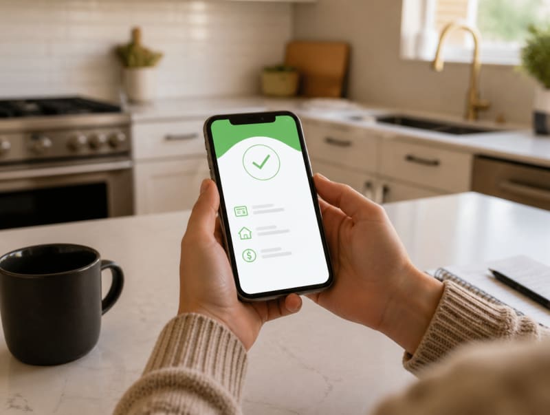 Homeowner reviewing financing approval on a phone