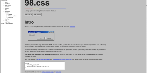 98.css landing page