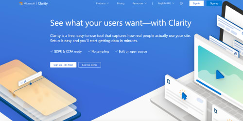 Microsoft Clarity landing page