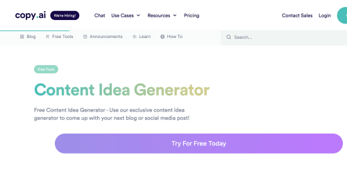 Content Idea Generator landing page