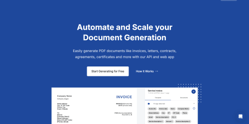 DocuGenerate landing page