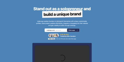 IndieLogs landing page