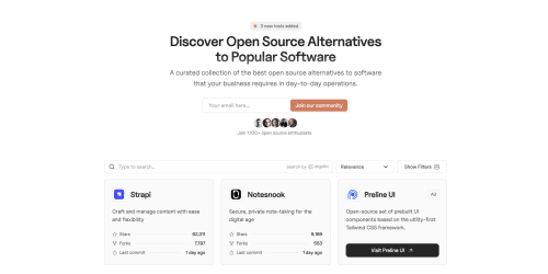 OpenAlternative landing page