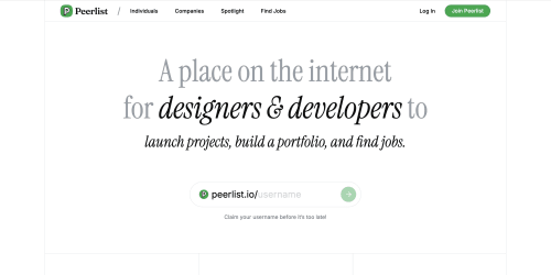 Peerlist landing page