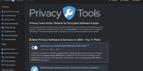 Privacy Tools landing page