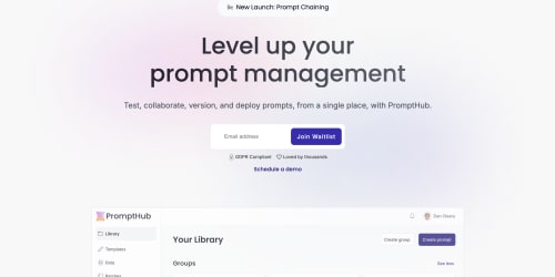 PromptHub landing page