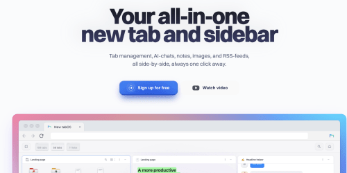 TabOS landing page