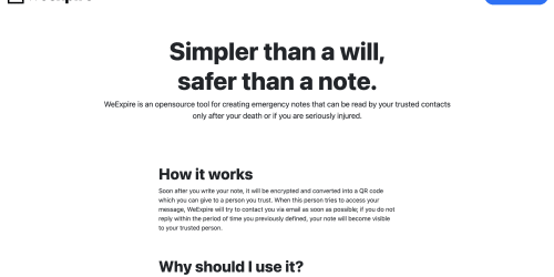 WeExpire landing page