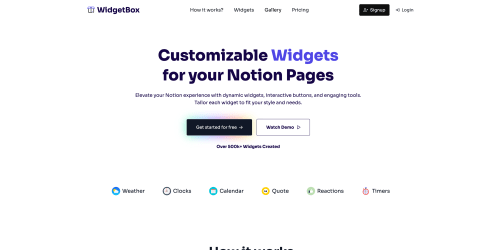 WidgetBox landing page