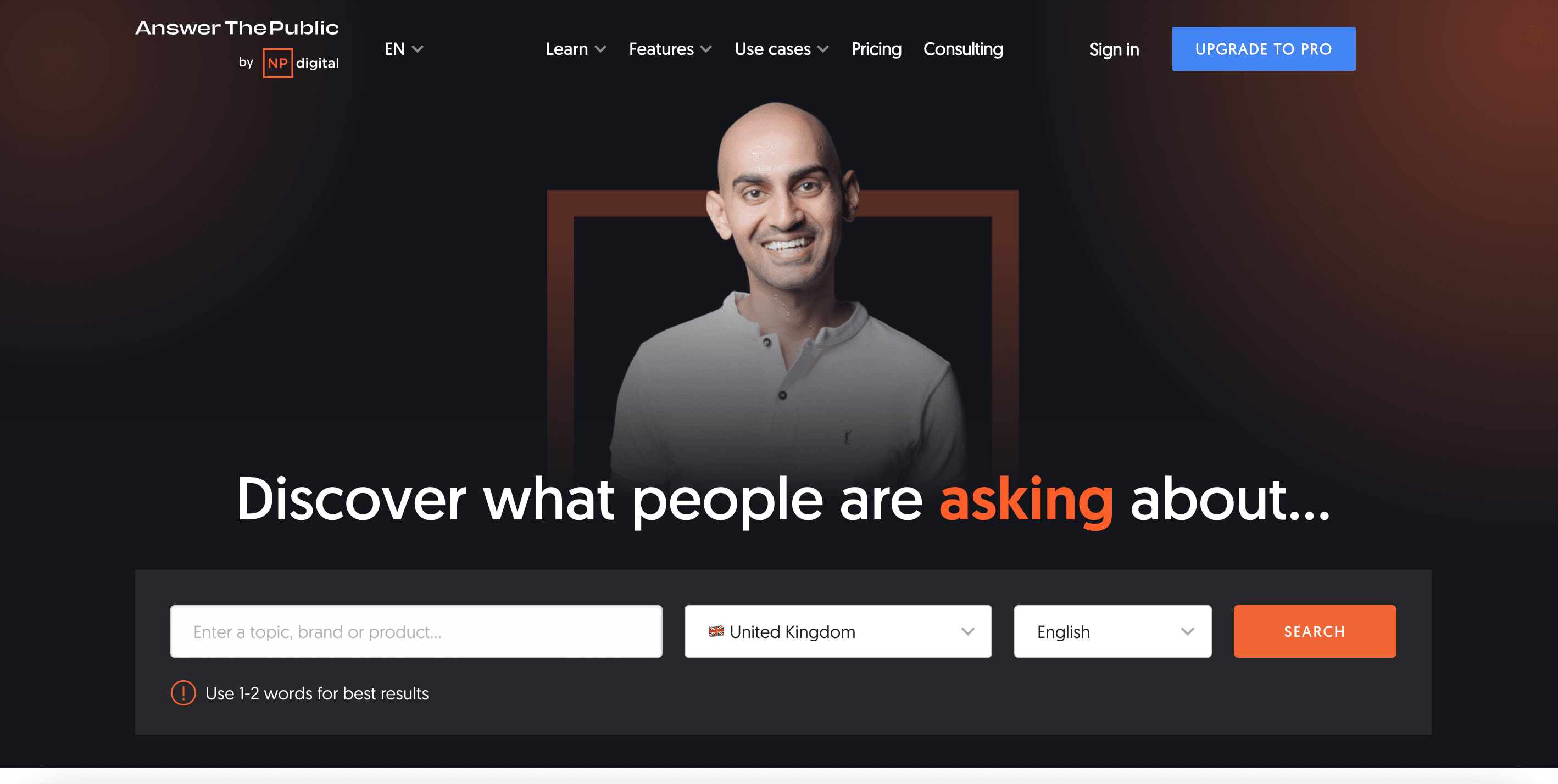 AnswerThePublic landing page