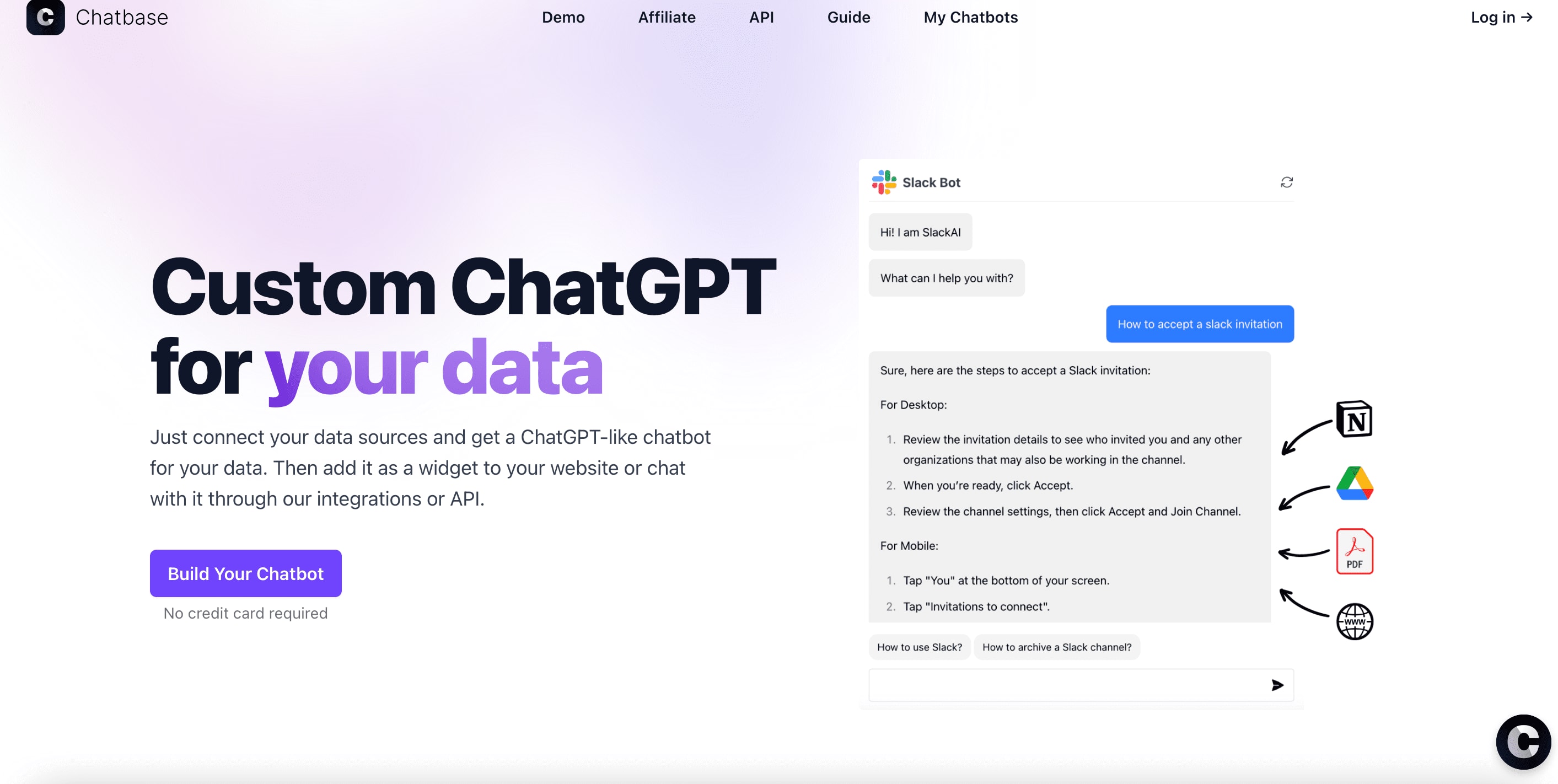 Chatbase landing page