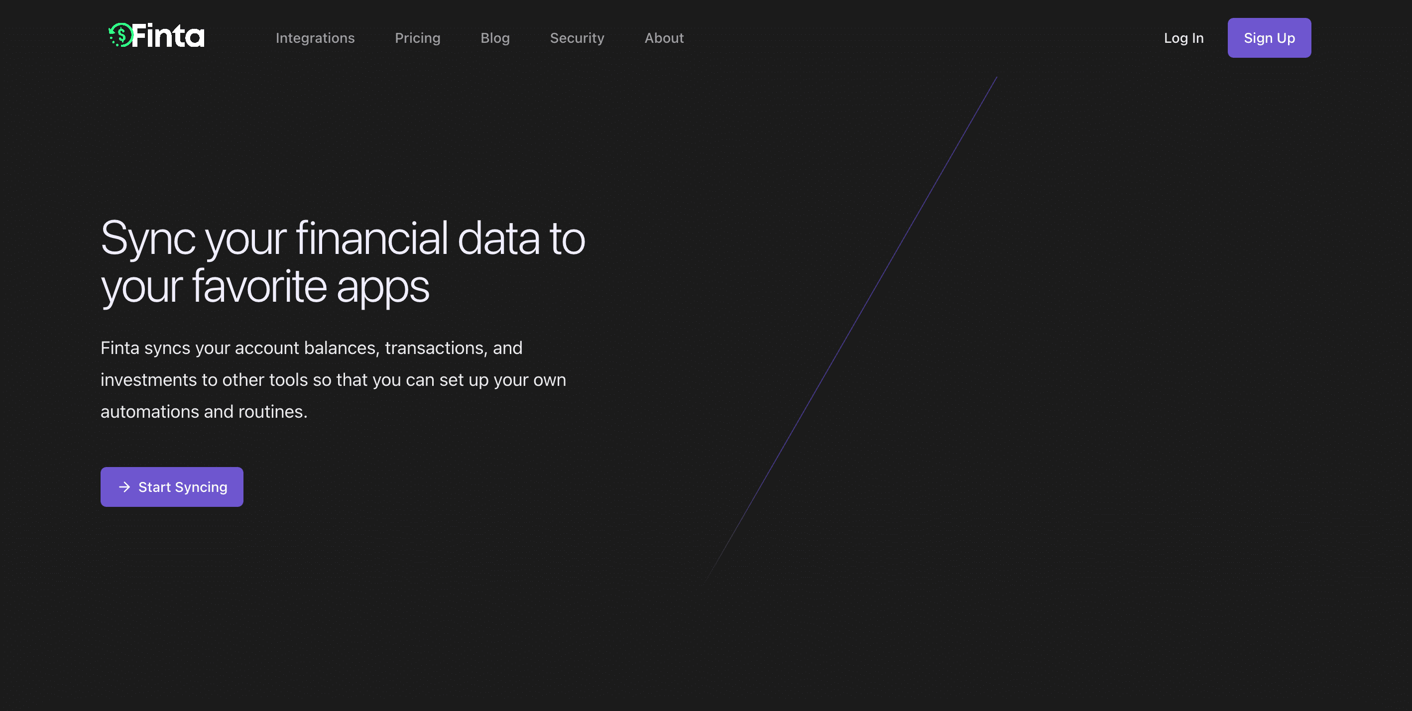 Finta landing page