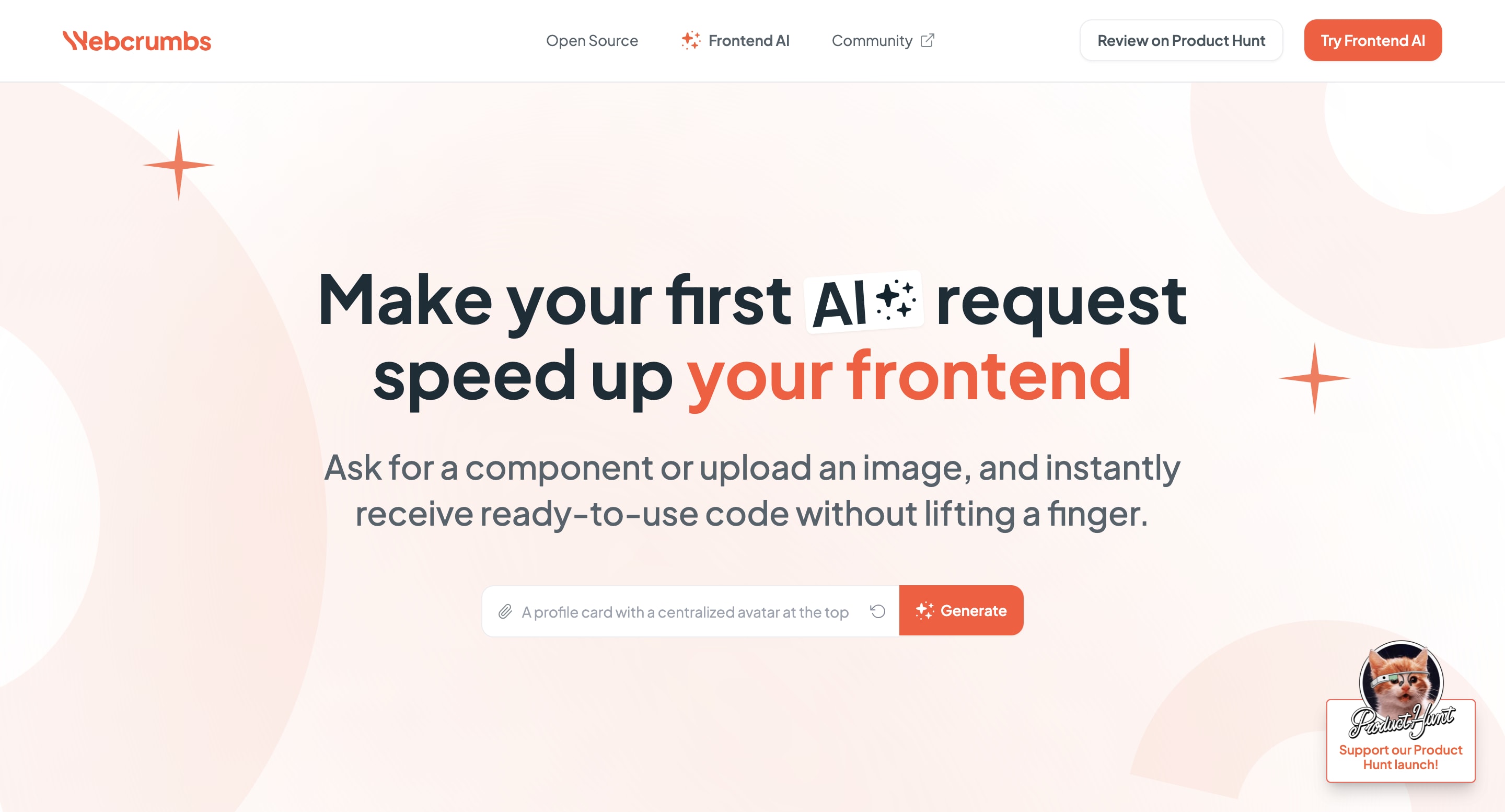 Frontend AI landing page