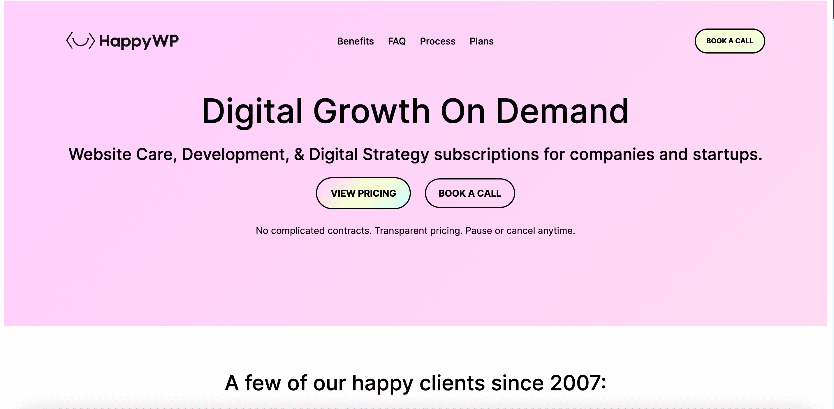 HappyWP landing page