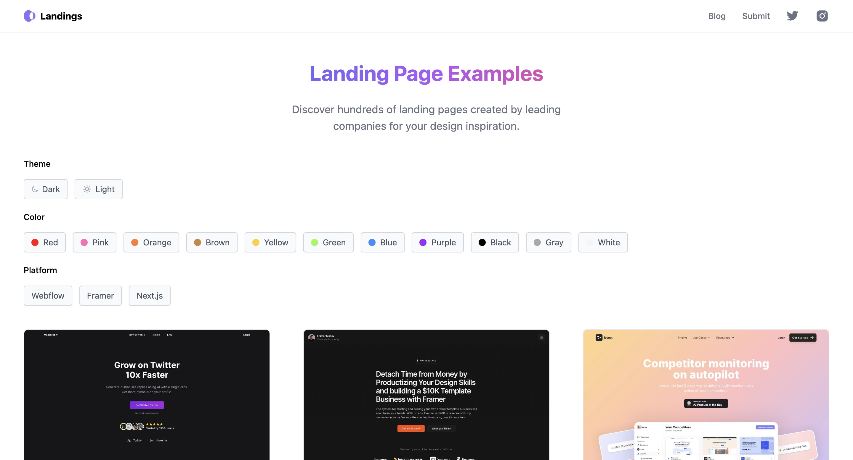 Landings.dev landing page