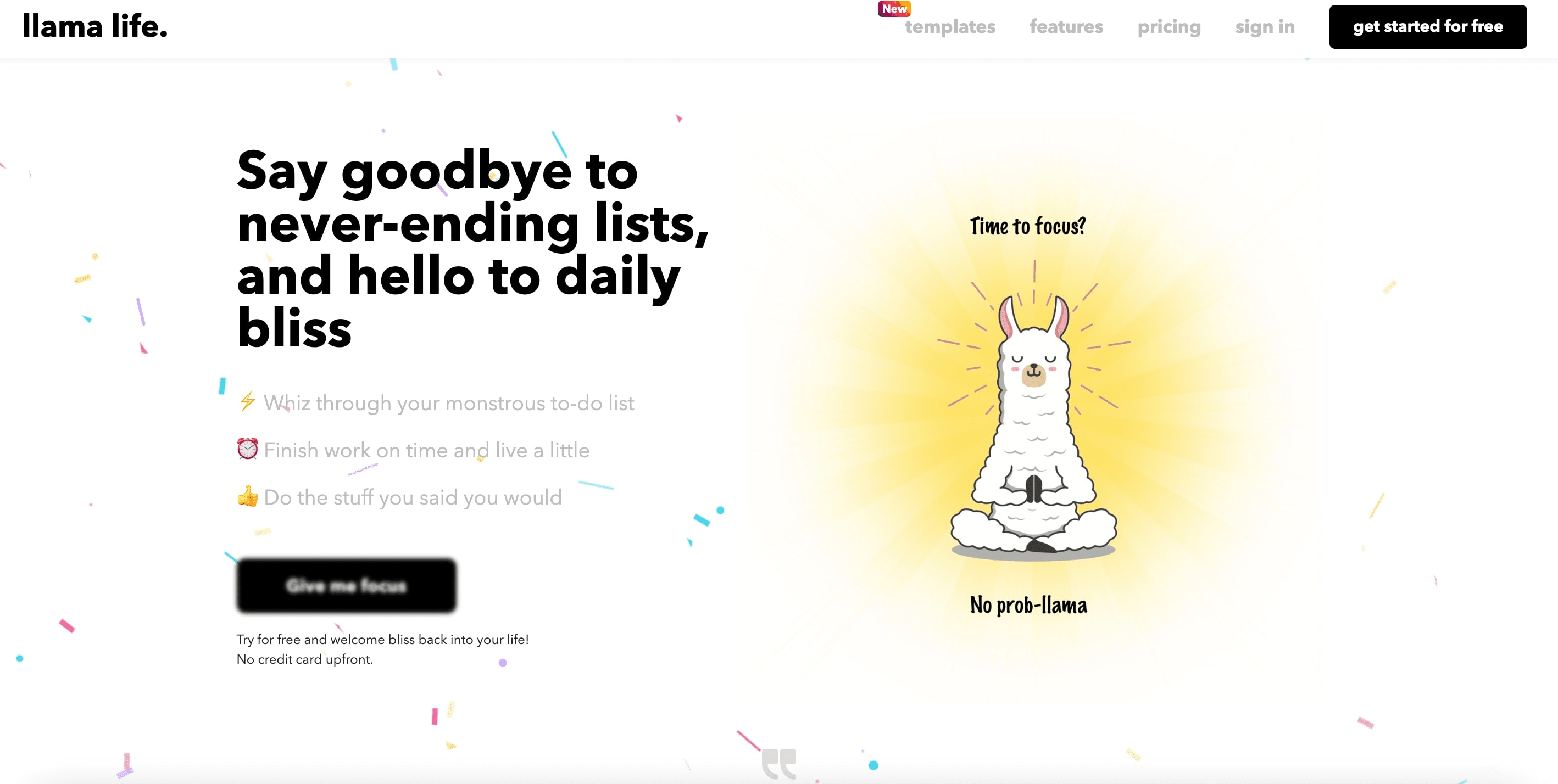 Llama Life landing page