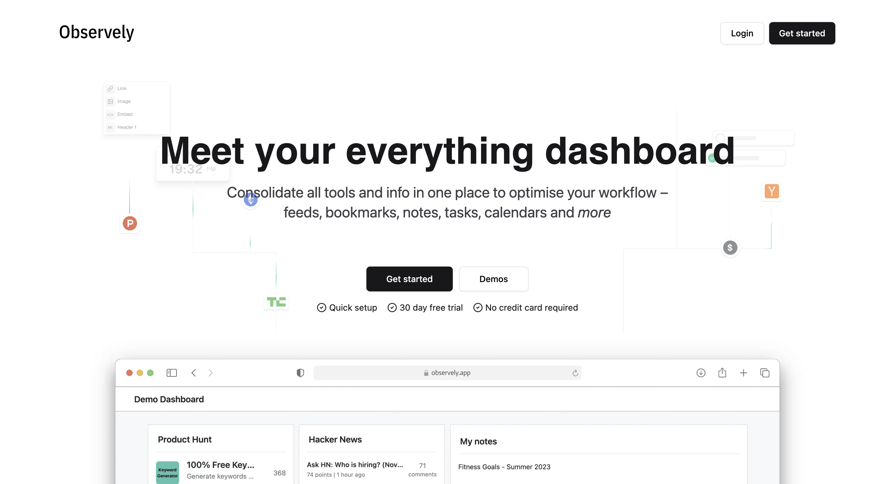 Observely landing page