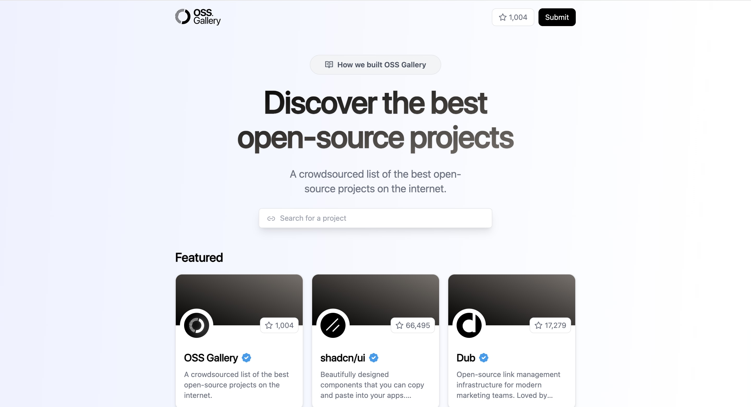 OSS Gallery landing page