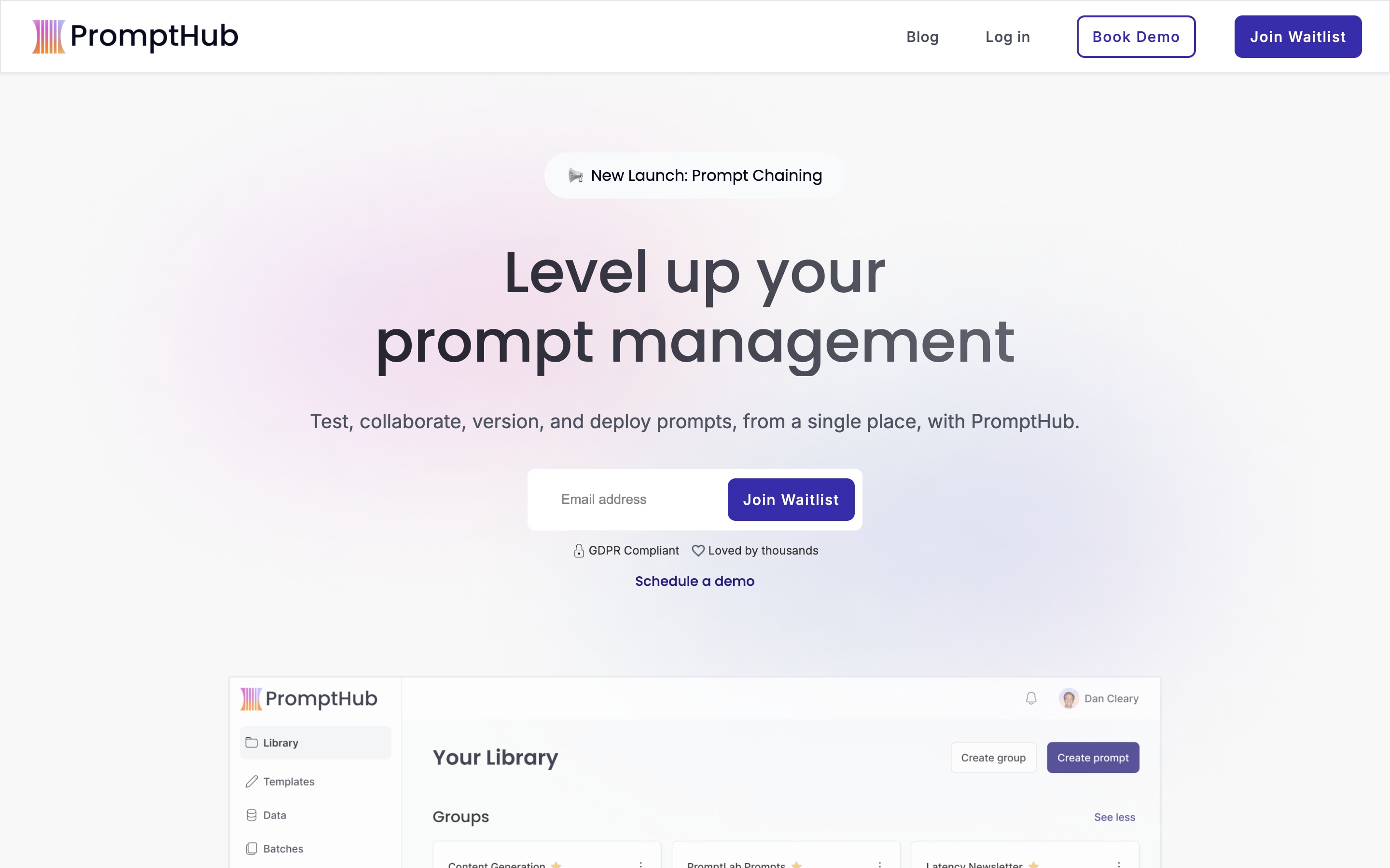 PromptHub landing page