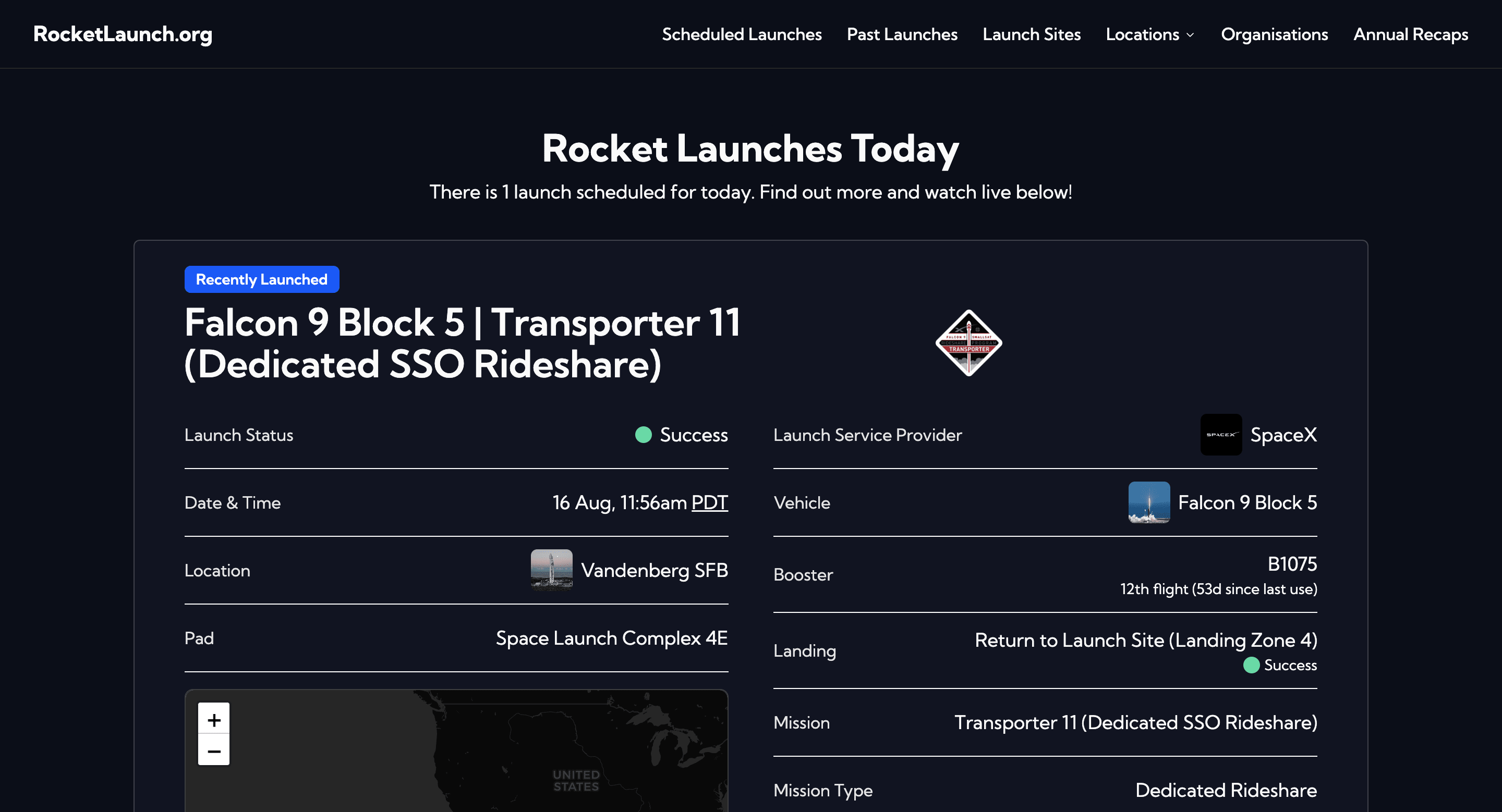 RocketLaunch landing page