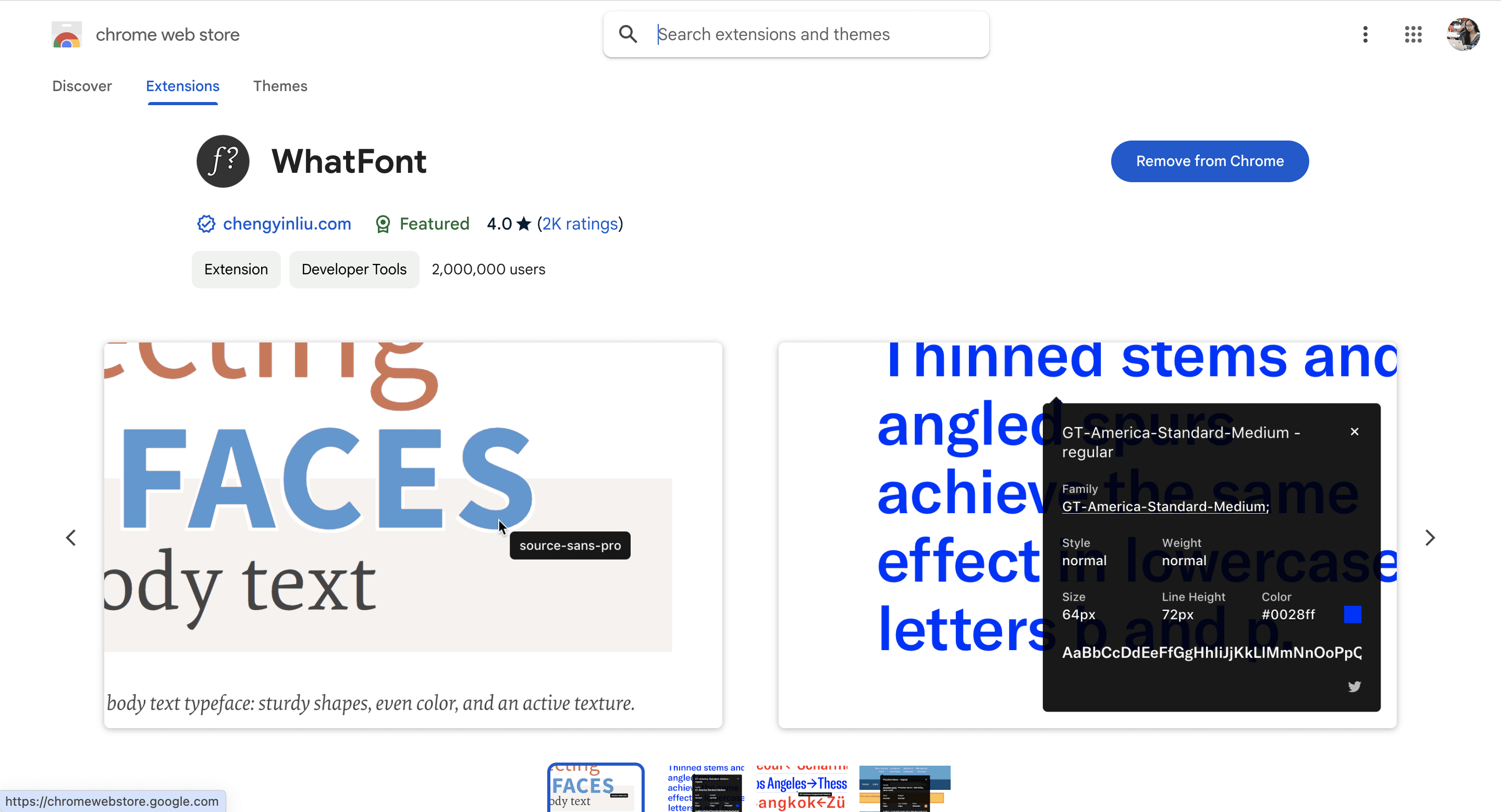 WhatFont landing page