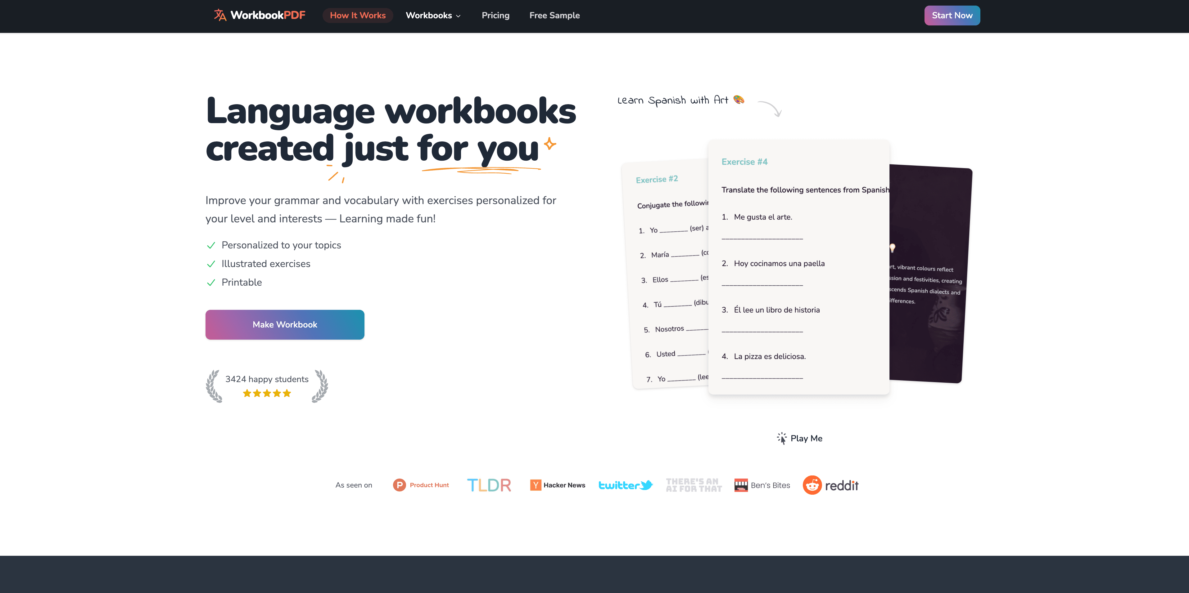 WorkbookPDF landing page