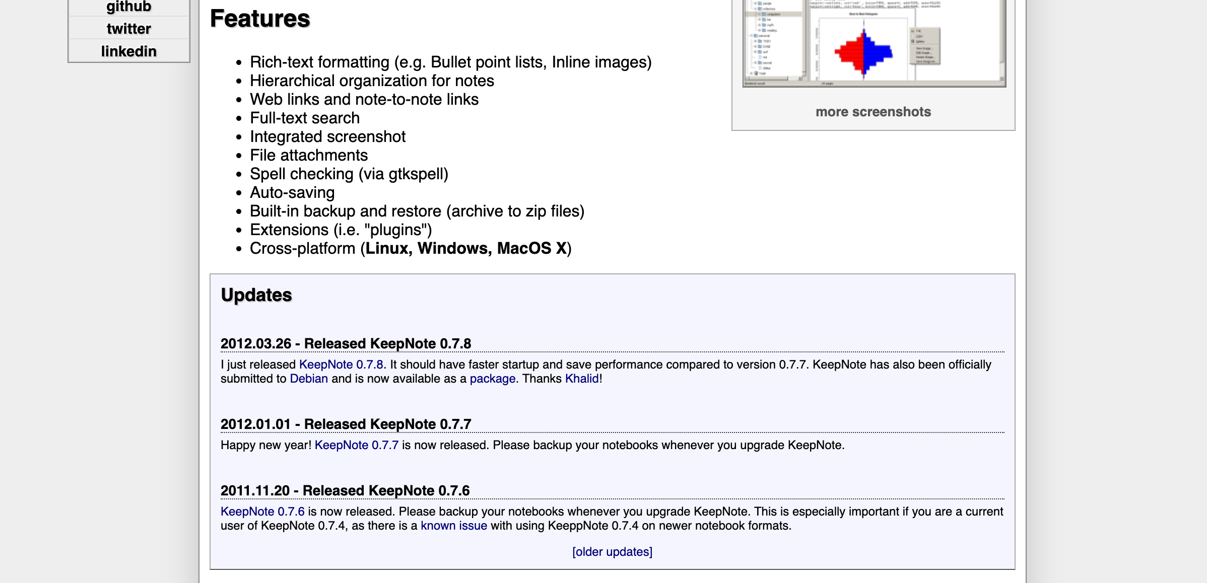 keepnote features list