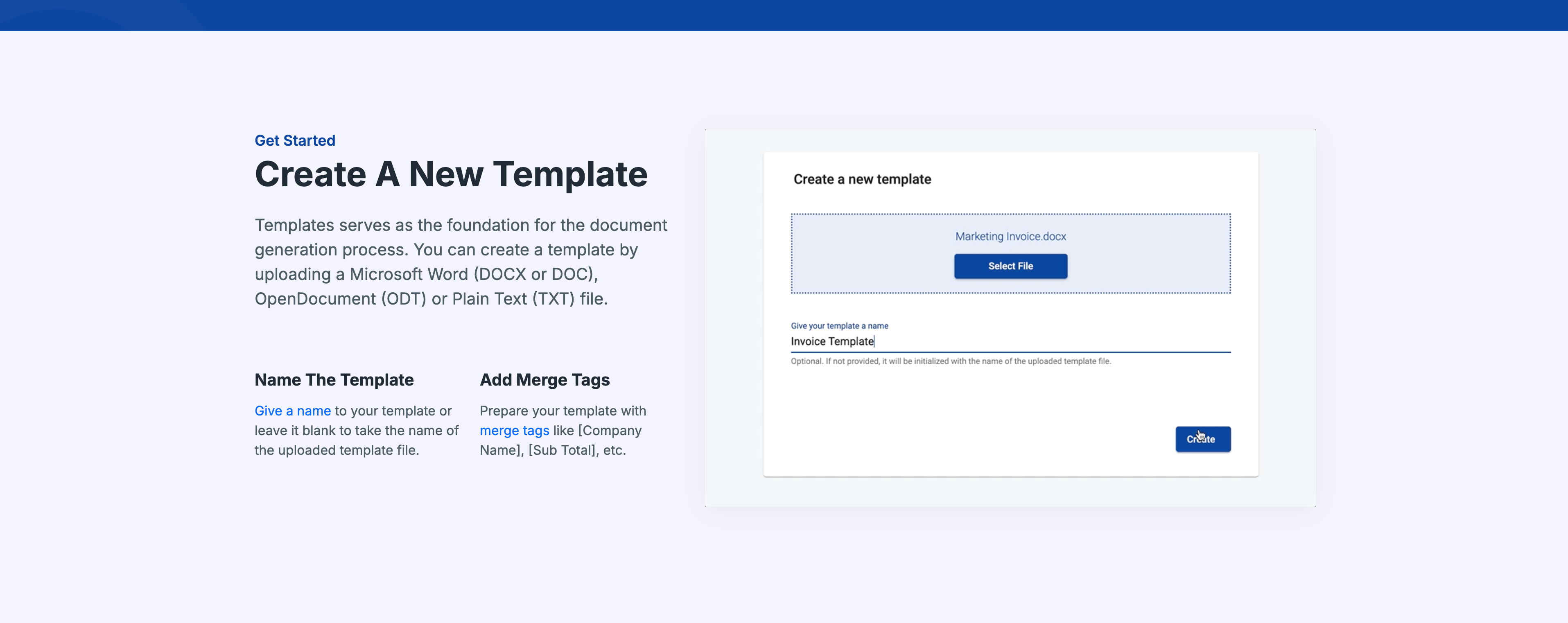 docugenerate invoice generation example with template