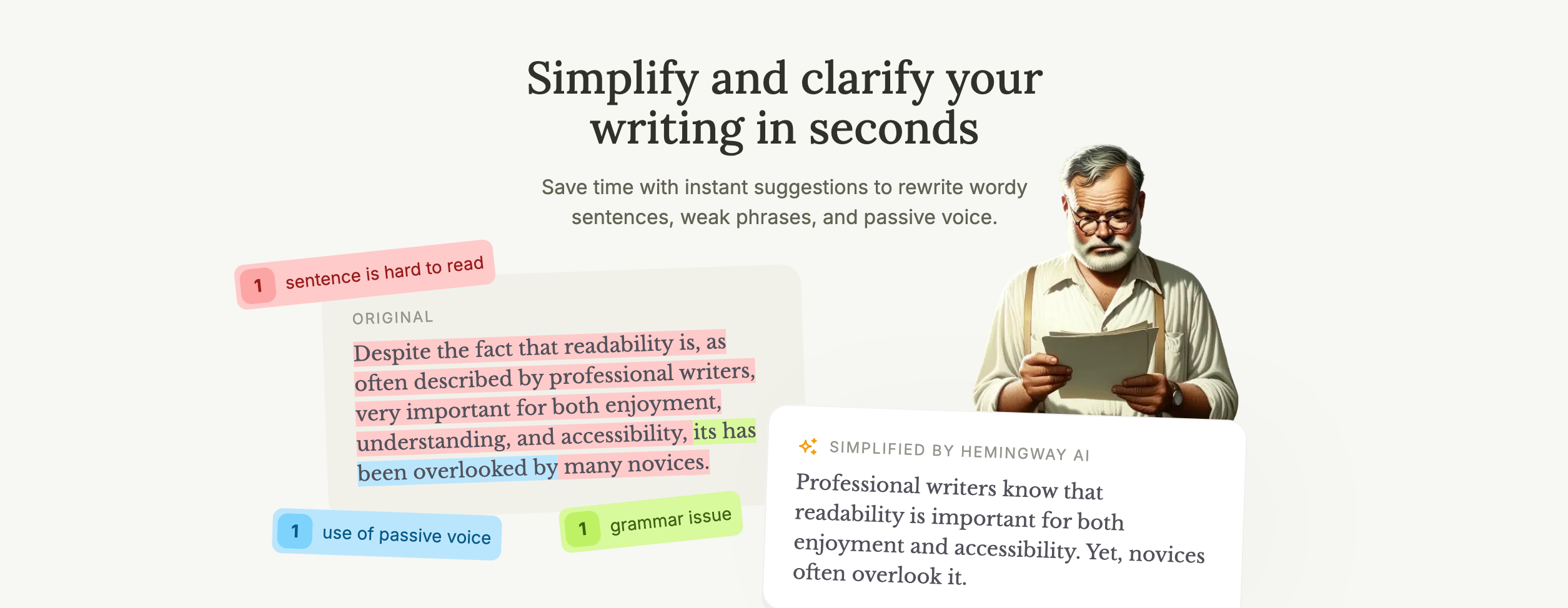 hemingway feature that rewrites your writing by simplifying and clarifying your sentences
