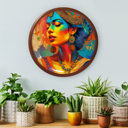 Saffron Serenity Wooden Wall Plate - Image 4