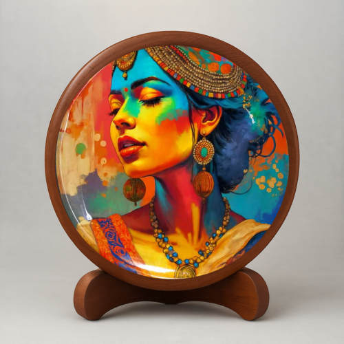 Saffron Serenity Wooden Wall Plate - Image 2