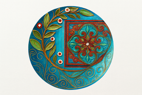 Jaipur Blue Pottery Wooden Decorative Wall Plate 10 inch - Image 3