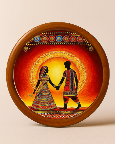 Surya Saath Wooden Decorative Wall Plate 10 inch - Image 1