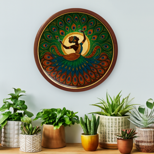 Mayur Nritya Wooden Wall Plate - Image 3