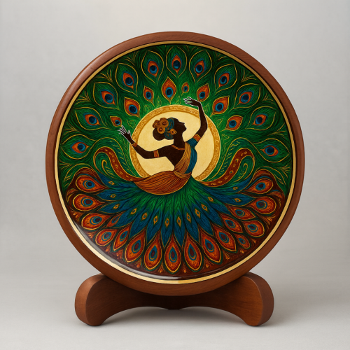 Mayur Nritya Wooden Wall Plate - Image 2