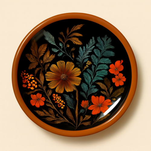 Midnight Botanical Wooden Wall Plate - Image 1