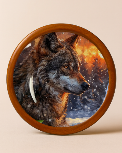Vanrakshak Design On Wooden Decorative Wall Plate 10 inch