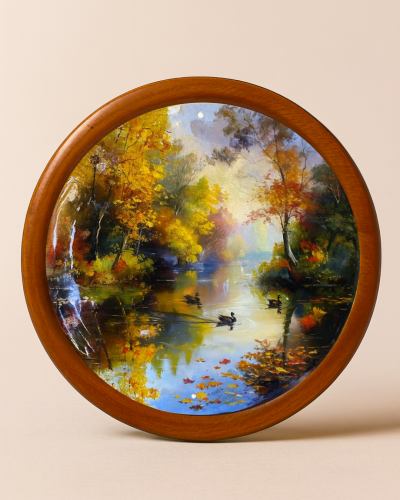 Whispers of Autumn Design On Wooden Decorative Wall Plate 10 inch