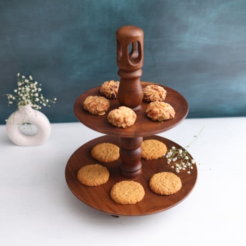 Wooden Double Layer Serving Plate - Image 5