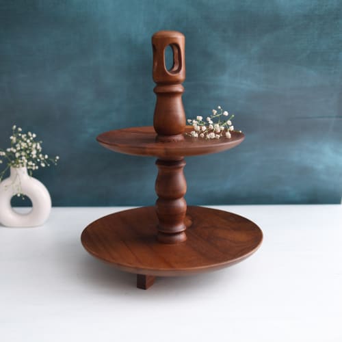 Wooden Double Layer Serving Plate - Image 4