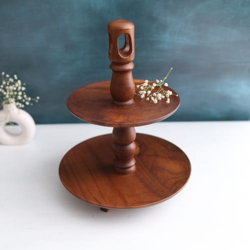 Wooden Double Layer Serving Plate - Image 2