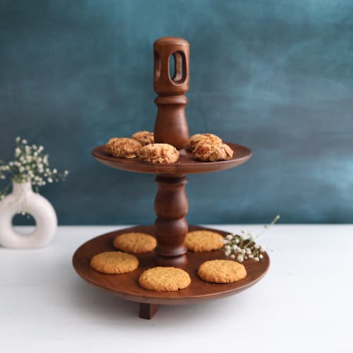 Wooden Double Layer Serving Plate - Image 1
