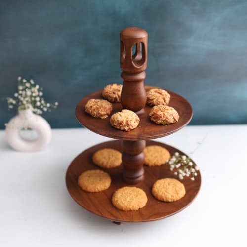 Wooden Double Layer Serving Plate - Image 6